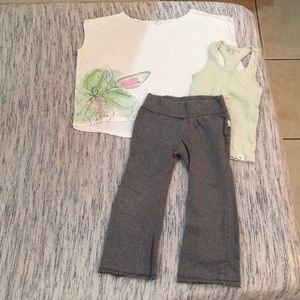 Burt’s Bees Baby Girl 3T Organic Green Watercolor Lily Boxy Tee and Pants Set